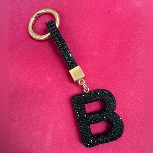 Initial B Black Crystal Keychain purse charm Accessory NIP